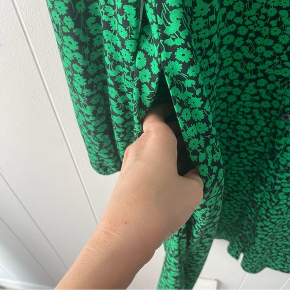 Boden Button Front Jersey Mini Dress in Green Bee Tulip Sprig Sz US 12 UK 16 - Picture 8 of 11